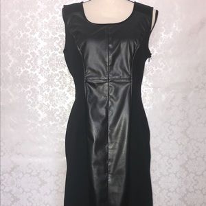 Black leather detailed dress
